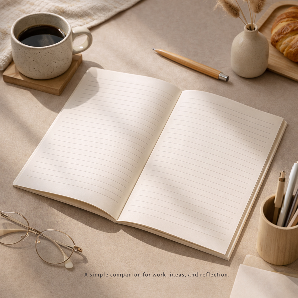 Minimal Desk Notebook – A5, Ruled, 120 Pages | Satis 007