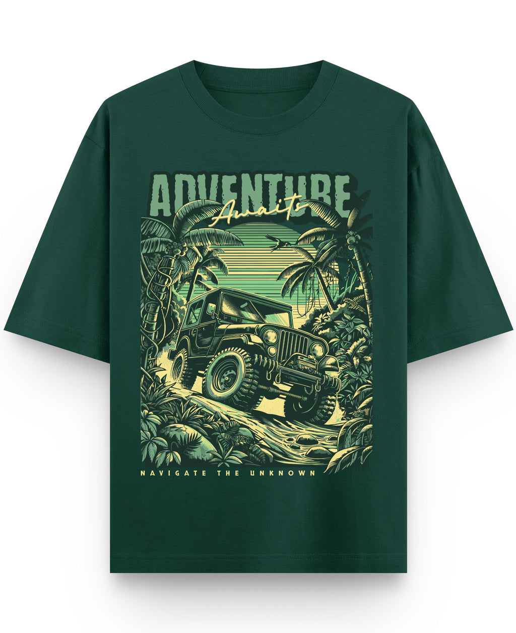 Bottle Green Oversized T-Shirt Front Design